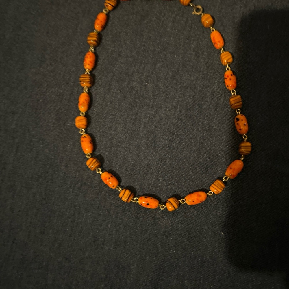 Orange Beaded Women's Necklace - Unbranded